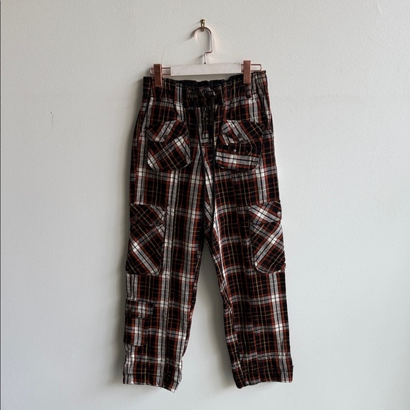 Free People Pants - Free People Brown & Black Plaid Cargo Pants